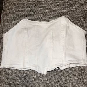 Adika white denim corset top size xs nwt